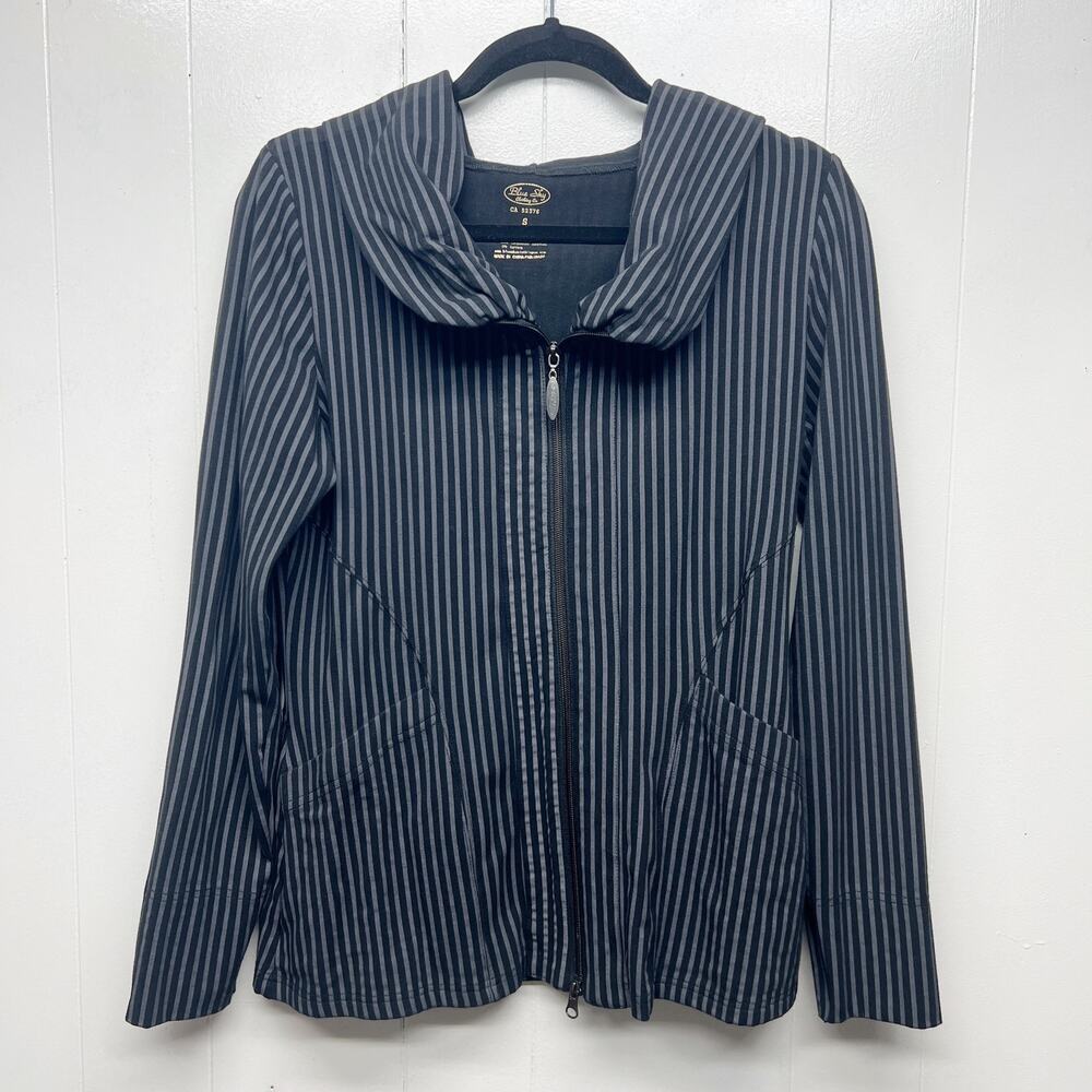 Blue Sky Bamboo Organic Cotton Striped Full Zip Women's Hoodie Size Small